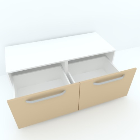 Armonia Comoda alba cu 2 sertare cu manere fronturi PAL Cappuccino [2]