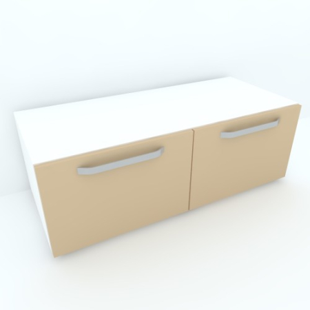 Mobilier Living - Armonia Comoda alba cu 2 sertare cu manere fronturi PAL Cappuccino