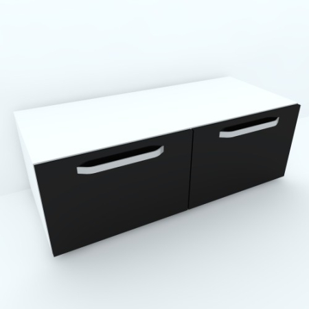 Mobilier Living - Armonia Comoda alba cu 2 sertare cu manere fronturi PAL Negru