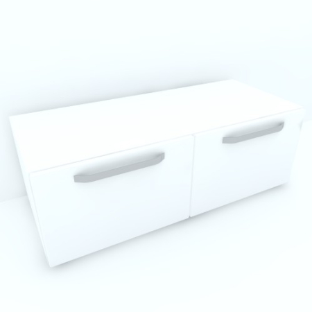 Mobilier Living - Armonia Comoda alba cu 2 usi cu manere fronturi MDF Alb Lucios