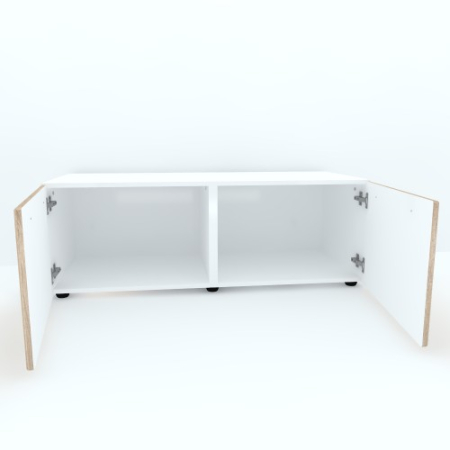 Armonia Comoda alba cu 2 usi cu manere fronturi MDF Sonoma [1]