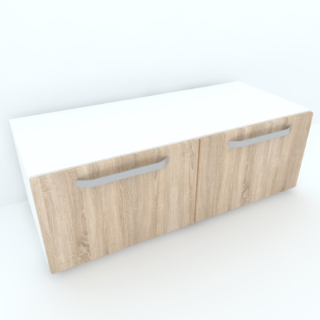 Comode - Armonia Comoda alba cu 2 usi cu manere fronturi MDF Sonoma