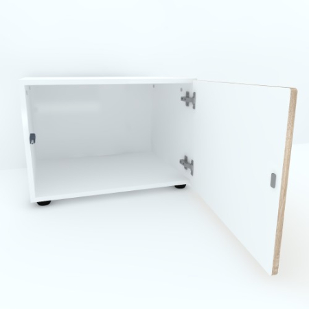 Armonia Comoda alba cu o usa cu sistem "PUSH TO OPEN" front MDF Sonoma [1]