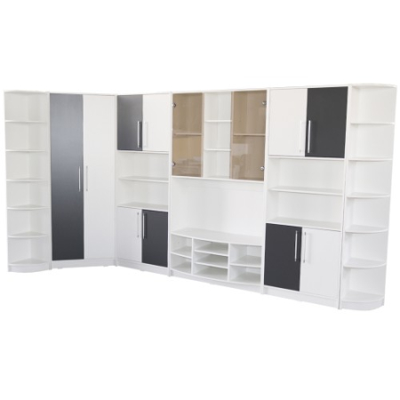 Livinguri Set - Biblioteca Iris Alb/Gri varianta pe colt