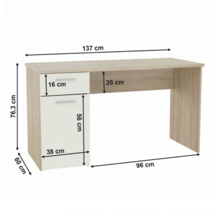 Mobilier Birou - Birou Seo 1 Sonoma&Alb