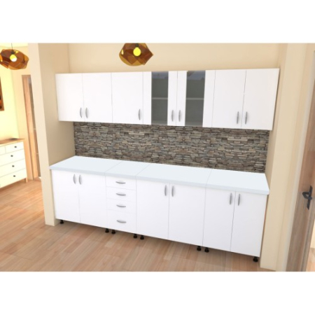 Bucatarie Alfa 2.6 metri PAL alb cu blat Alb [2]