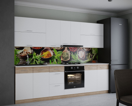 Bucatarii Set - Bucatarie Gabriela 2.6m Alb&Sonoma