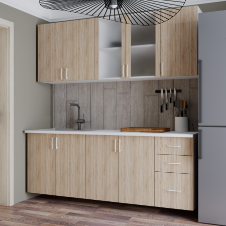 Bucatarii Set - Bucatarie Larnaca alb / sonoma 2 metri