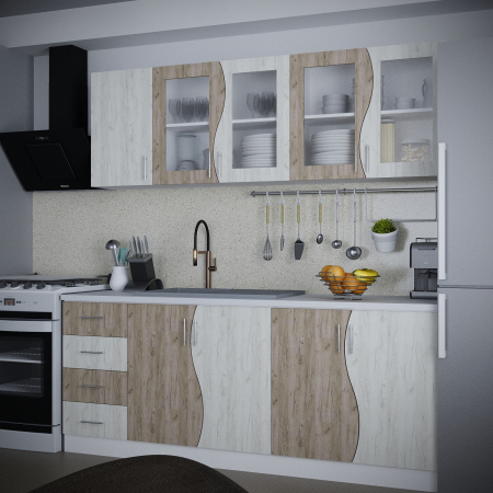 Bucatarii Set - Bucatarie Leonardo 2m Stejar K001&K002