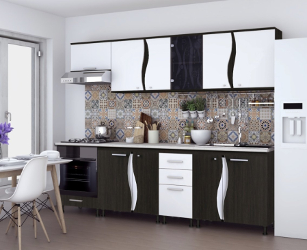 Bucatarii Set - Bucatarie Luana 2.6m Wenge&Alb