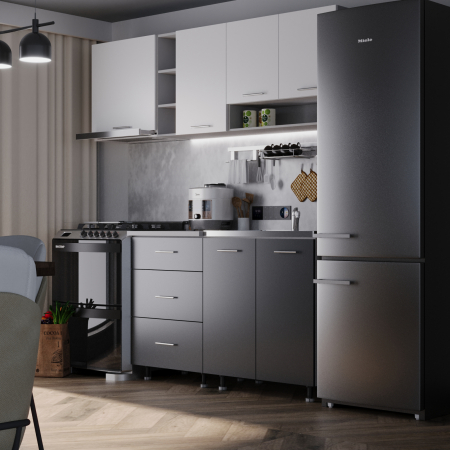 Mobilier Bucatarie - Bucatarie Spania 2.0 m Antracit&Alb