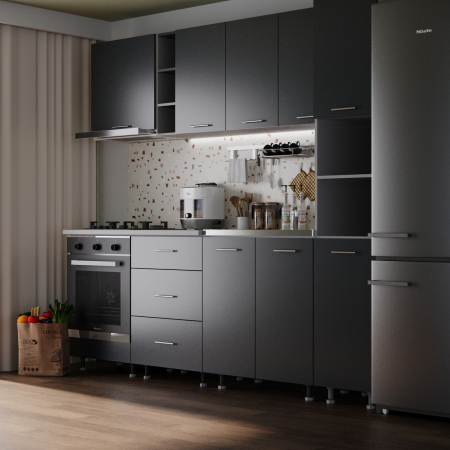 Mobilier Bucatarie - Bucatarie Spania 2.4 m cu Soldat Antracit
