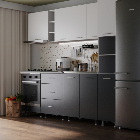 Mobilier Bucatarie - Bucatarie Spania 2.4 m cu Soldat Antracit&Alb