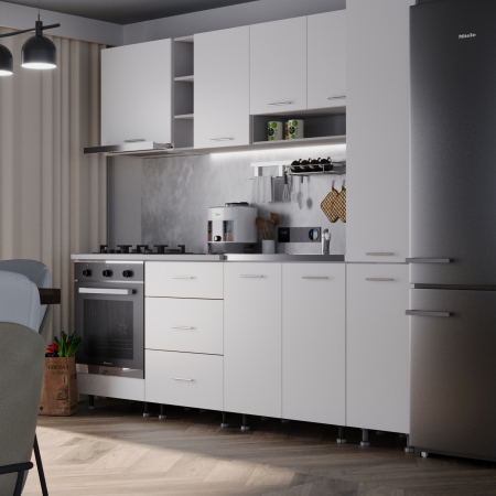 Mobilier Bucatarie - Bucatarie Spania 2.4 m cu Soldat Plin Alb