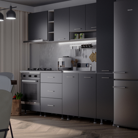 Bucatarii Set - Bucatarie Spania 2.4 m cu Soldat Plin Antracit