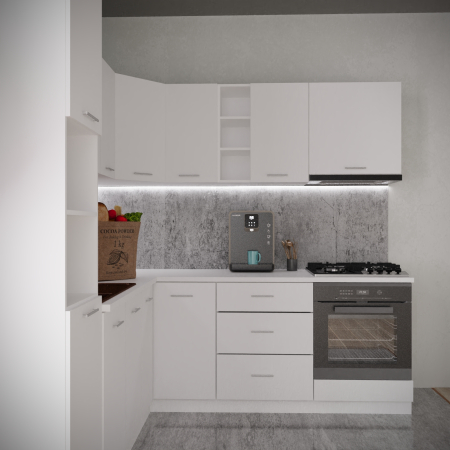 Bucatarii Set - Bucatarie Spania Colt 2.2m x 2.2 m Alb