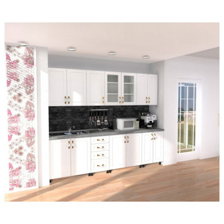 Mobilier Bucatarie - Bucatarie Zebra 2.6m MDF Alb - frezare dreapta