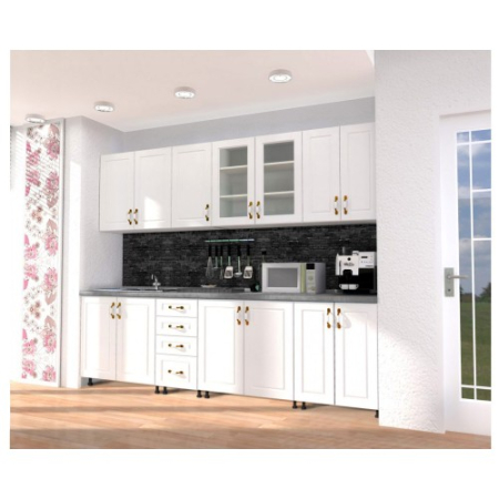 Bucatarie Zebra 2.6m MDF Alb - frezare dreapta [1]