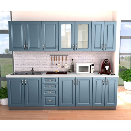 Bucatarii Set - Bucatarie Zebra 2.6m MDF albastru - frezare dreptunghi