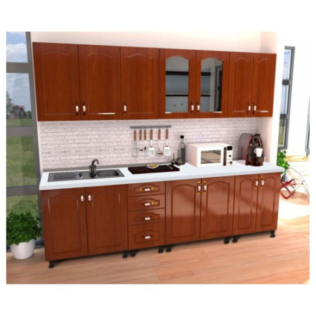 Mobilier Bucatarie - Bucatarie Zebra 2.6m MDF Cedru - frezare mustata