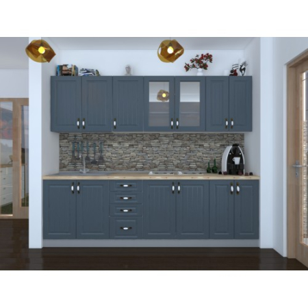 Bucatarie Zebra 2.6m MDF Gri - frezare dungi [1]