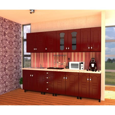 Bucatarie Zebra 2.6m MDF Rosu - frezare tulip [1]