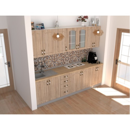 Bucatarie Zebra 2.6m MDF Sonoma - frezare mustata [8]