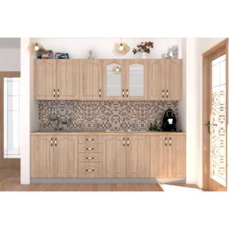 Mobilier Bucatarie - Bucatarie Zebra 2.6m MDF Sonoma - frezare mustata