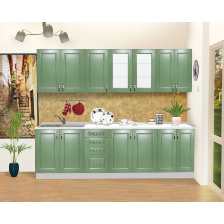 Bucatarii Set - Bucatarie Zebra 2.6m MDF verde - frezare dreptunghi