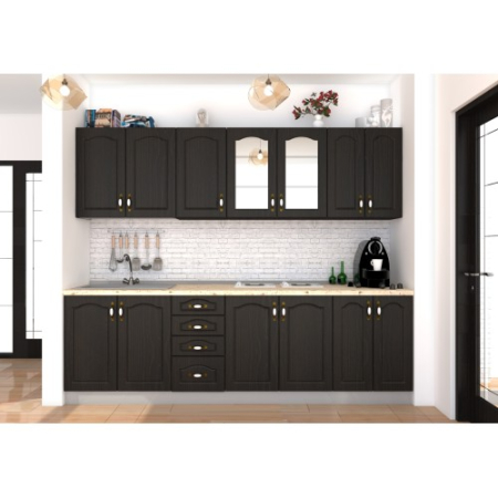 Bucatarii Set - Bucatarie Zebra 2.6m MDF Wenge - frezare mustata