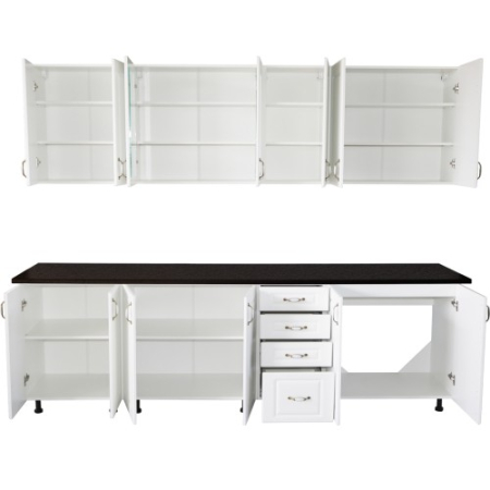 Bucatarie Zebra 260 cm din MDF Alb Lucios cu blat termoizolant negru [2]