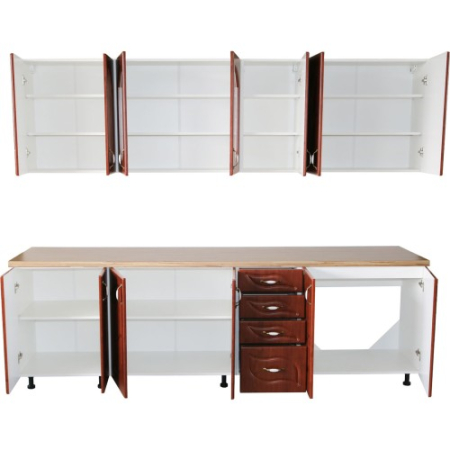 Bucatarie Zebra 260 cm din MDF Cedru frunza cu blat termoizolant crem [3]