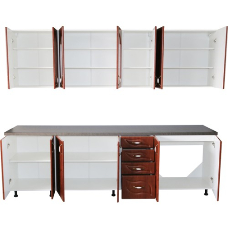 Bucatarie Zebra 260 cm din MDF Cedru frunza cu blat termoizolant gri [3]