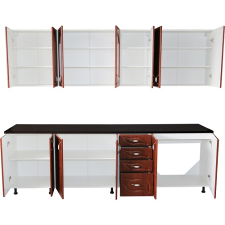 Bucatarie Zebra 260 cm din MDF Cedru frunza cu blat termoizolant negru [3]