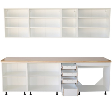 Bucatarie Zebra 260 cm din MDF Gri cu blat gros termoizolant culoare Artar [1]