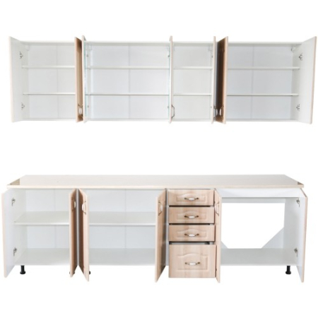 Bucatarie Zebra 260 cm din MDF Sonoma Mustata cu blat termoizolant alb/gri [3]