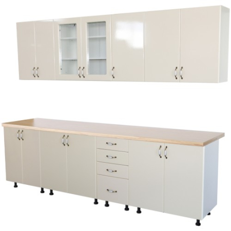 Bucatarie Zebra 260 cm din MDF Vanilie cu blat termoizolant crem [3]