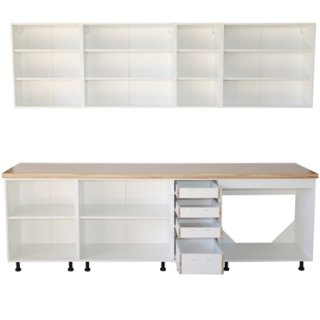 Bucatarie Zebra 260 cm din MDF Vanilie cu blat termoizolant crem [2]