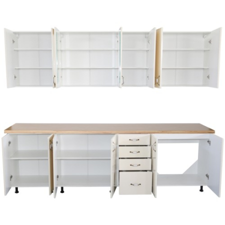 Bucatarie Zebra 260 cm din MDF Vanilie cu blat termoizolant crem [4]