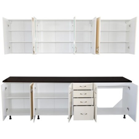 Bucatarie Zebra 260 cm din MDF Vanilie cu blat termoizolant negru [3]