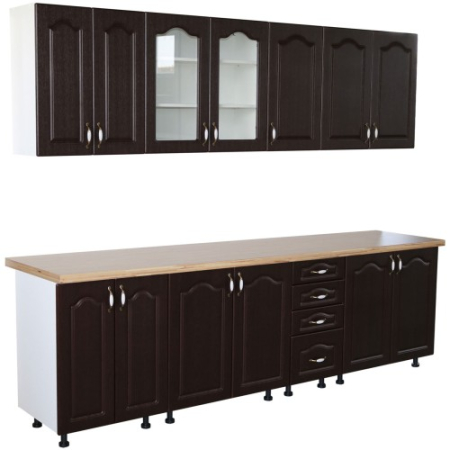 Bucatarii Set - Bucatarie Zebra 260 cm din MDF Wenge cu blat termoizolant crem