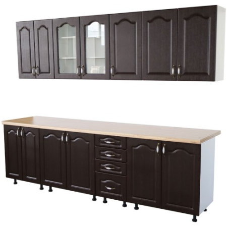 Bucatarie Zebra 260 cm din MDF Wenge cu blat termoizolant crem [2]