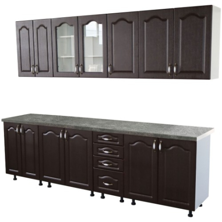 Bucatarie Zebra 260 cm din MDF Wenge cu blat termoizolant gri [2]