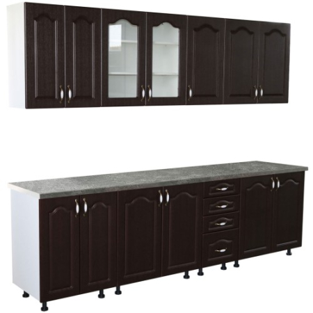 Bucatarii Set - Bucatarie Zebra 260 cm din MDF Wenge cu blat termoizolant gri