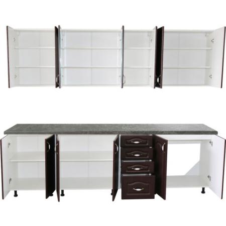 Bucatarie Zebra 260 cm din MDF Wenge cu blat termoizolant gri [3]