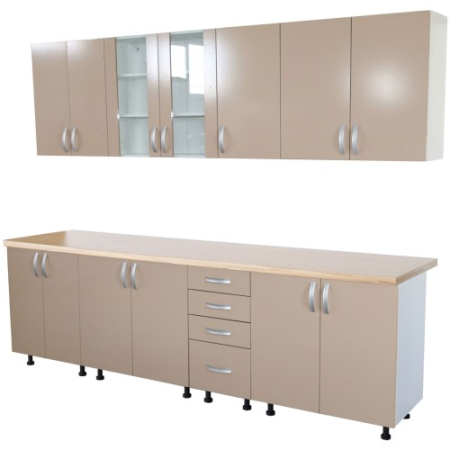 Bucatarie Zebra 260 cm din PAL Cappuccino cu blat termoizolant crem [2]