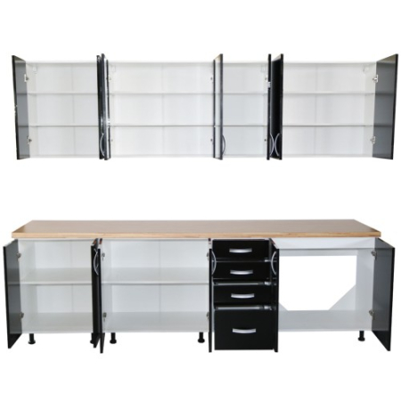 Bucatarie Zebra 260 cm din PAL Negru cu blat termoizolant crem [3]