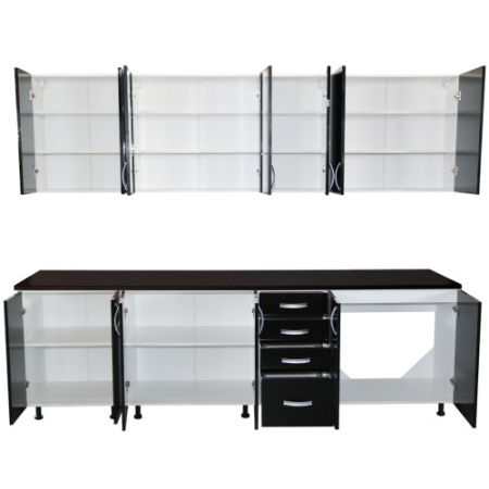 Bucatarie Zebra 260 cm din PAL Negru cu blat termoizolant negru [3]