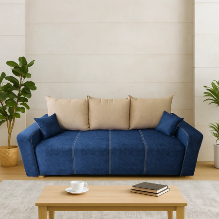 Canapea extensibila Sara, 3 locuri, Albastra, cu lada depozitare, 2250 x 1000 [1]