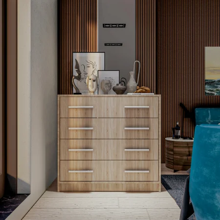 Mobilier Living - Comoda 4 sertare, Sonoma, 80x45x85 cm